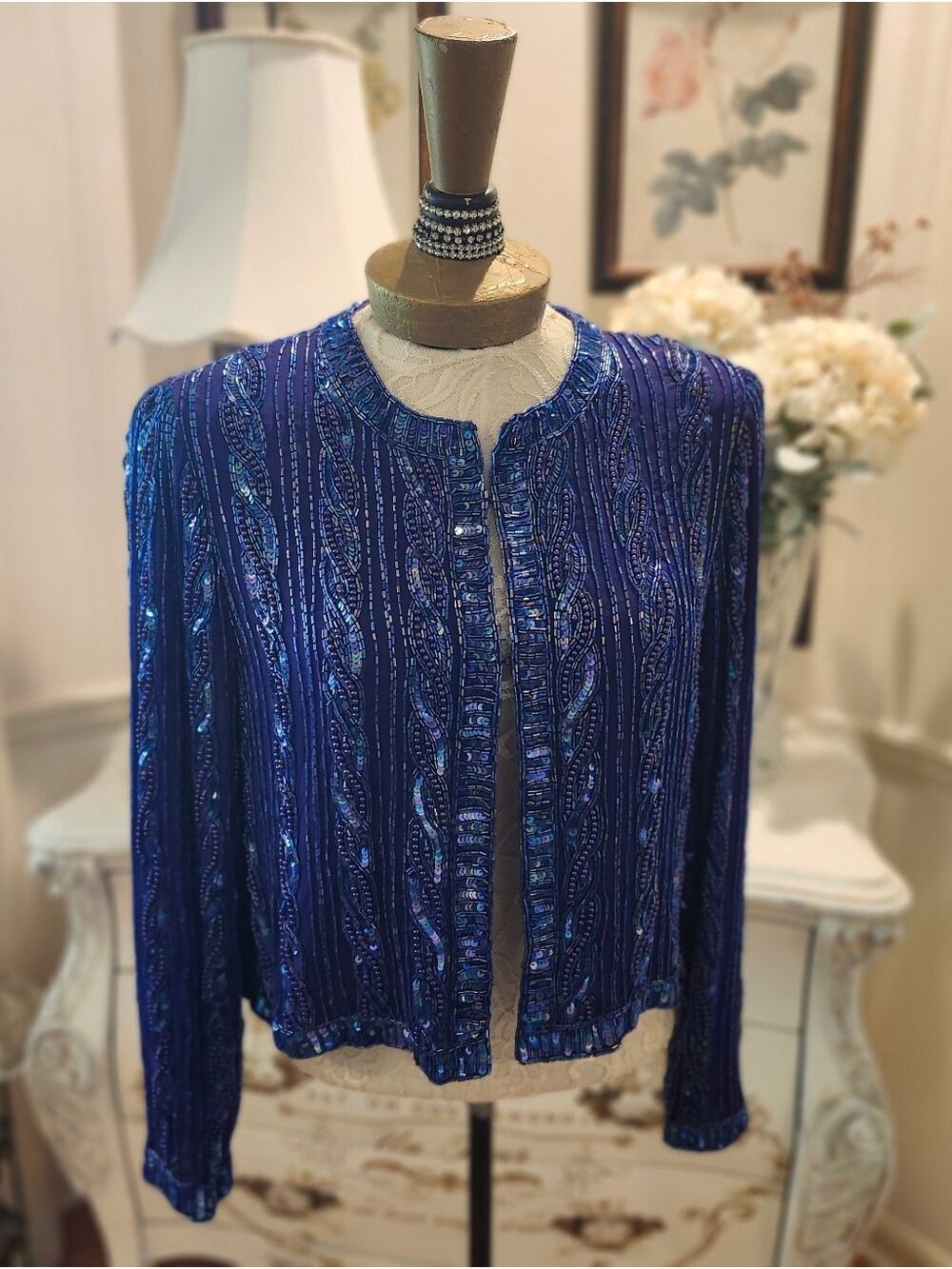 Fully Beaded Y2K Joan Leslie Equestrian Show Vintage Petite Evening Jacket 6